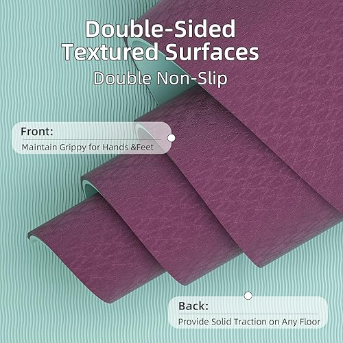 Miniatura 3 de Yoga Mat Non Slip, Anti-Tear 14 Thick TPE Yoga Mats for Women and Men, 72"x24" Exercise & Fitness Mat with Carrying Strap, Workout Mats for Yoga,