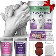 Luna Bean Hand Casting Kit &ndash; The Original Hand Mold Kit for Couples &ndash; Valentines Day Gifts for Her and Him - Anniversary Engagement Gifts for Women Men Mom Wife Boyfriend Girlfriend Wedding Bridal