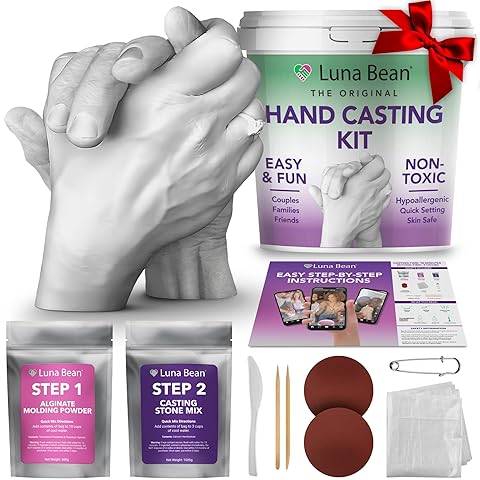 Luna Bean Hand Casting Kit – The Original Hand Mold Kit for Couples – Christmas Gifts for Women, Bridal Shower, Wedding, Engagement Gifts Her Him Anniversary Men Mom Wife Husband Boyfriend Girlfriend