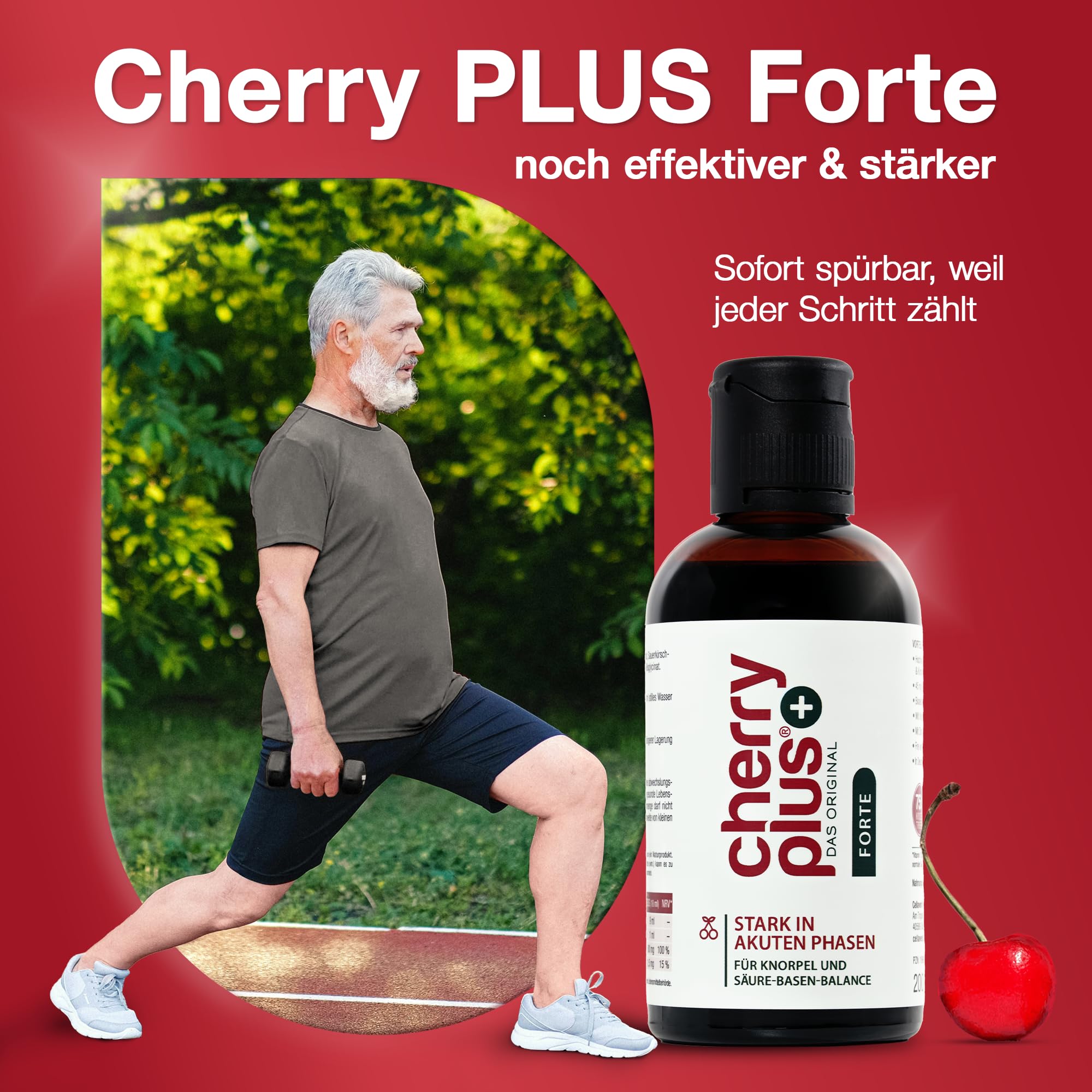 Montmorency Sauerkirschsaft Konzentrat + Sauerkirsch Extrakt - mit Vitamin C für Knochen & Zink für das Immunsystem - Montmorency Sauerkirsche für den Akutfall - Cherry PLUS Forte - 200 ml