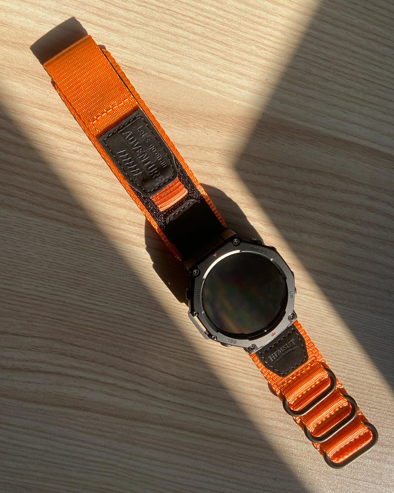 SMITHA Bracelet de montre compatible avec Amazfit Trex 3 / Trex 3 Pro 48 mm - Bracelet de montre en nylon durable avec patch en cuir, 3 boucles réglables en 5 couleurs