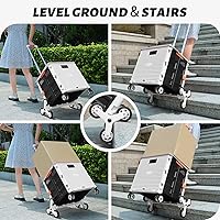 Vista 108 de FELICON SELORSS - Carrito plegable portátil con ruedas para subir escaleras y ruedas giratorias de 360°, mango telescópico, caja de plástico