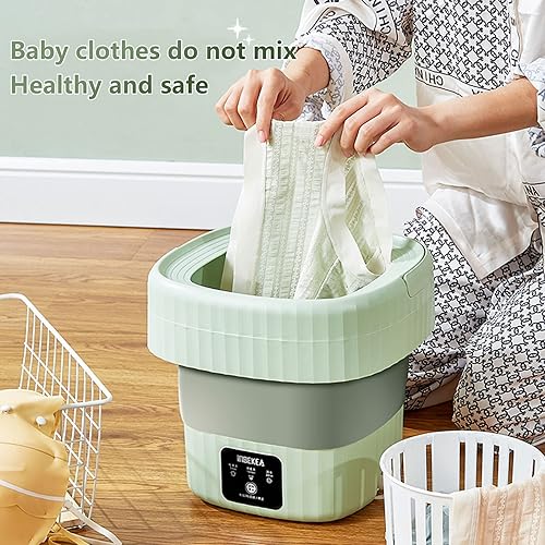 Miniatura 2 de Lavadora portátil con colgador de ropa, mini lavadora plegable y secadora giratoria, pequeña lavadora de cubo plegable, adecuada para apartamento