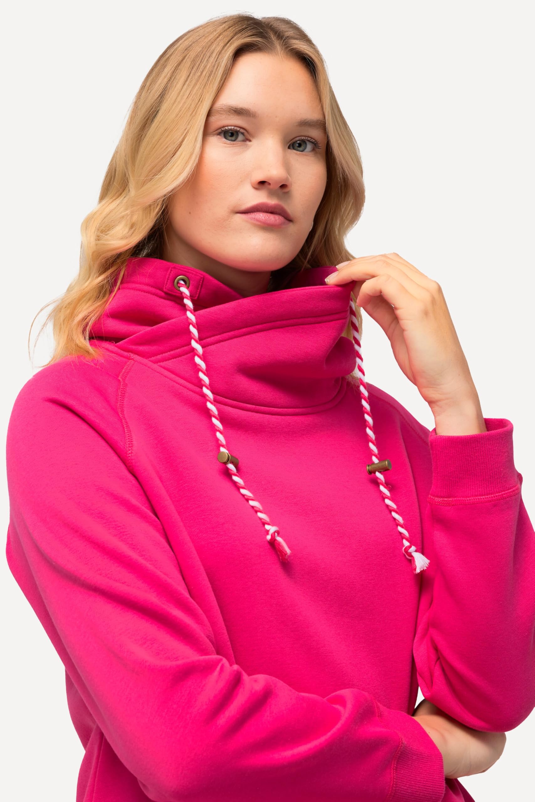 Ulla Popken Damen Basic Sweatshirt Zweifarbige Kordel Sweatjacke (1er Pack)