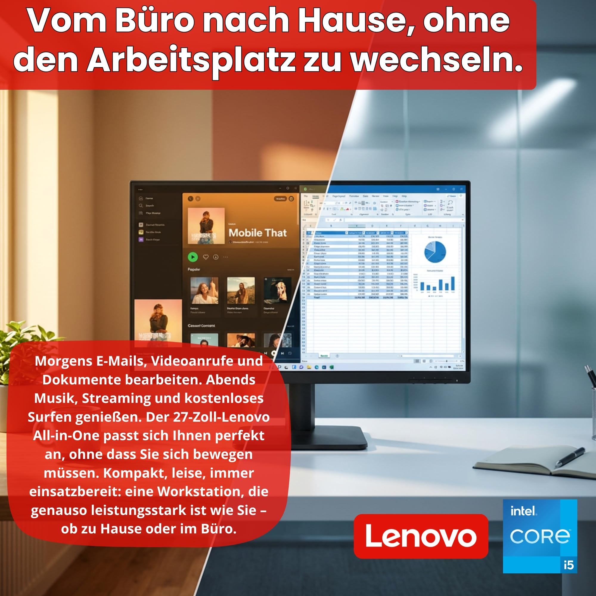 Lenovo 27-Zoll-All-in-One-PC | Mini-PC + Monitor 27" Full HD IPS 100Hz | Intel Core i5-10500T 12 Threads 3,8 GHz | 32 GB SO-DIMM | 480 GB SSD | TPM 2.0 | Windows 11 Pro | 36 Monate Garantie