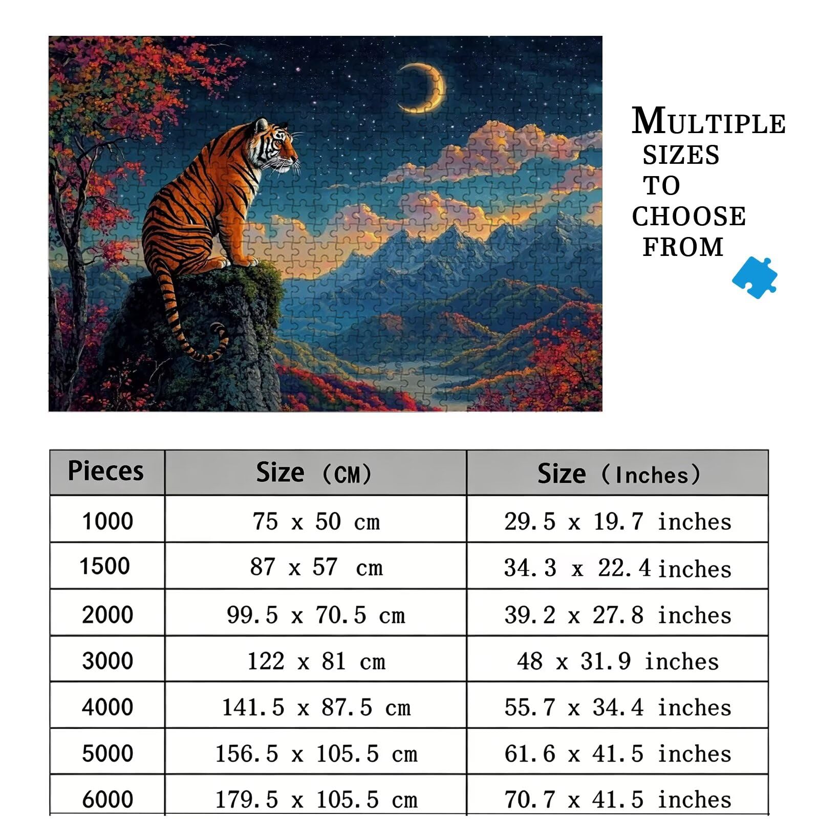 Tiger Puzzle 1500 elementów, trudne puzzle, drewniane puzzle dla całej rodziny, zestaw "zrób to sam", dla dorosłych, nadają się jako dekoracja ścienna i prezenty dla kobiet, temat: krajobraz 8p-395