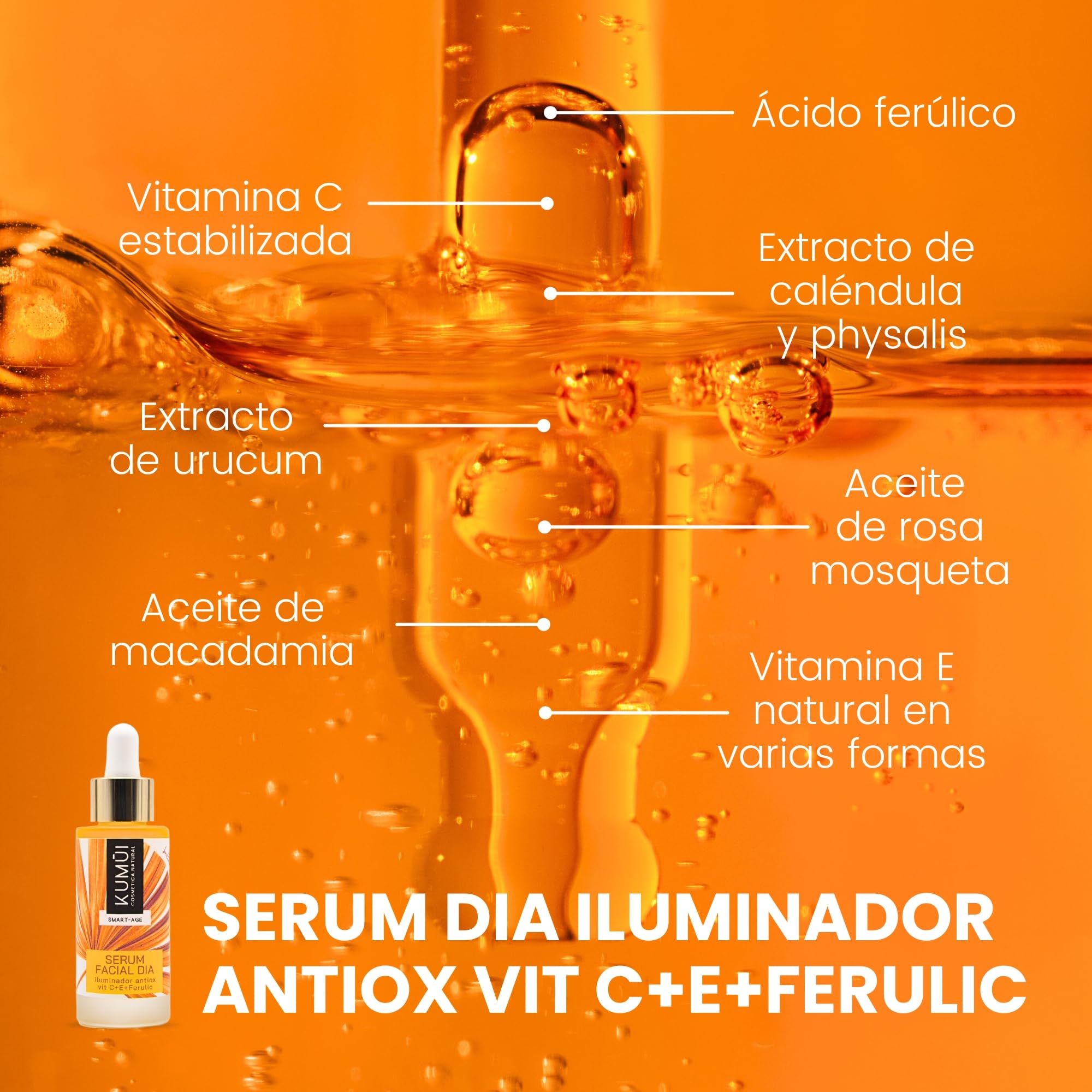 Serum iluminador BIO Vitamina C, E y Acido Ferulico - Antioxidante Natural: rayos UV, Luz Azul y Contaminación - Ideal como Aftersun Facial - Suero Antiarrugas y Manchas- PREMIO INTERNACIONAL - 30 ml