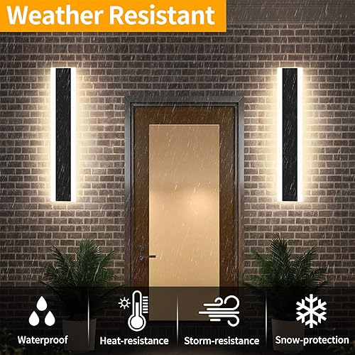Miniatura 3 de Moderna lámpara de pared para exteriores de 39 pulgadas, 3000k4500k6000k, 3 cambios de color, accesorios de iluminación exterior negra para montaje