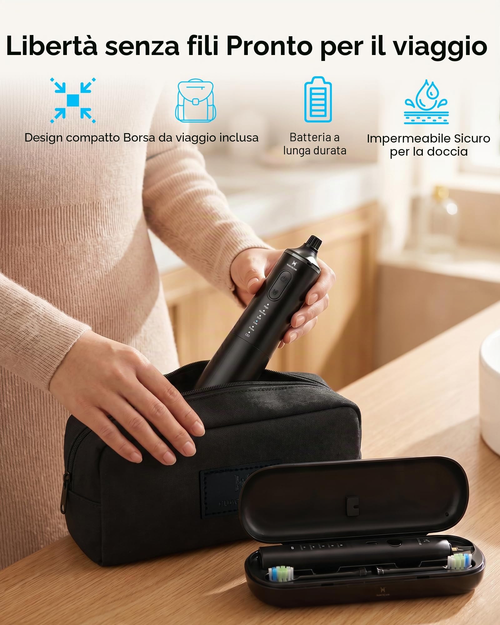 Modello aggiornato di filo interdentale e spazzolino elettrico combinato - 5 modalità di spazzolatura e filo interdentale, cambia il gioco per la tua routine di igiene orale. Kit 2 in 1 per la pulizia