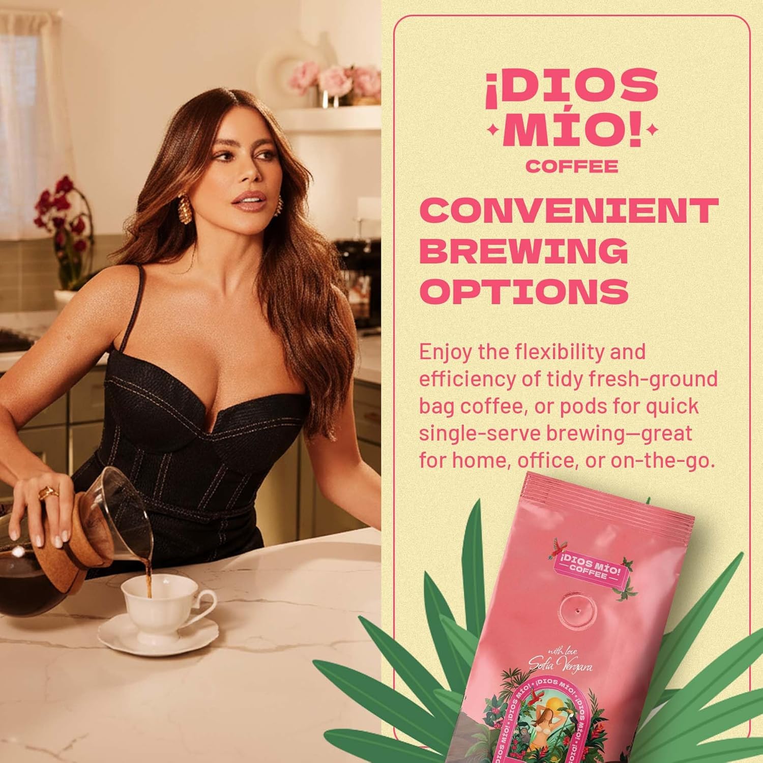 Dios Mio Coffee by Sofia Vergara, Light Roast, Ground Premium Colombian Coffee, 12 Ounce Bag (Pack of 2)