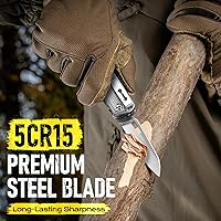 Vista 6 de BIBURY Cuchillo de bolsillo multiherramienta BI2056, cuchillo multiherramienta de acero inoxidable con clip, cuchillo plegable multiherramienta EDC