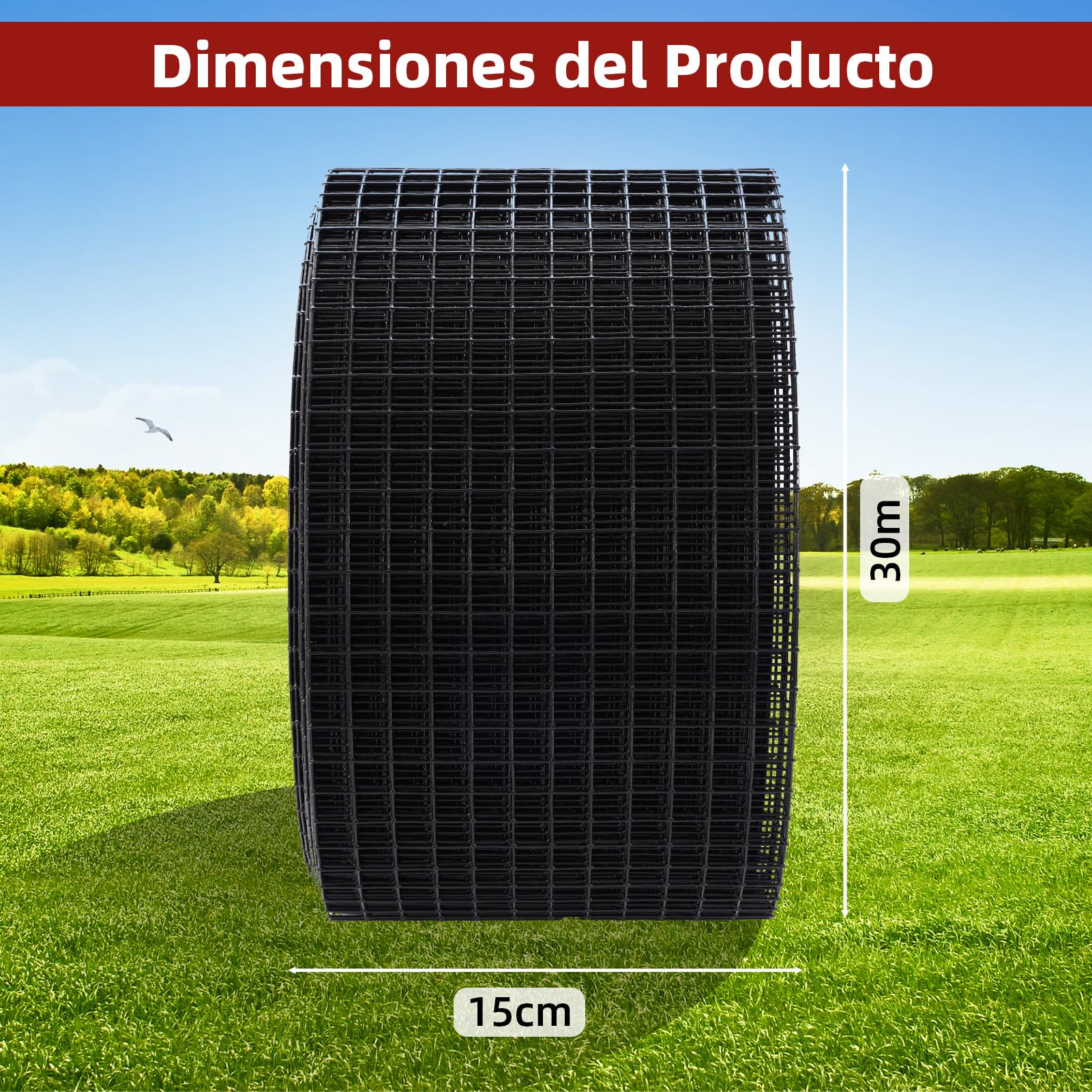 Rejilla de Protección para Paneles Solares Rollo 15cm x 30m, Kit Antipájaros 70 Bridas de Acero Inoxidable Revestimiento de PVC Antioxidante Malla Alambre de 12,7 mm