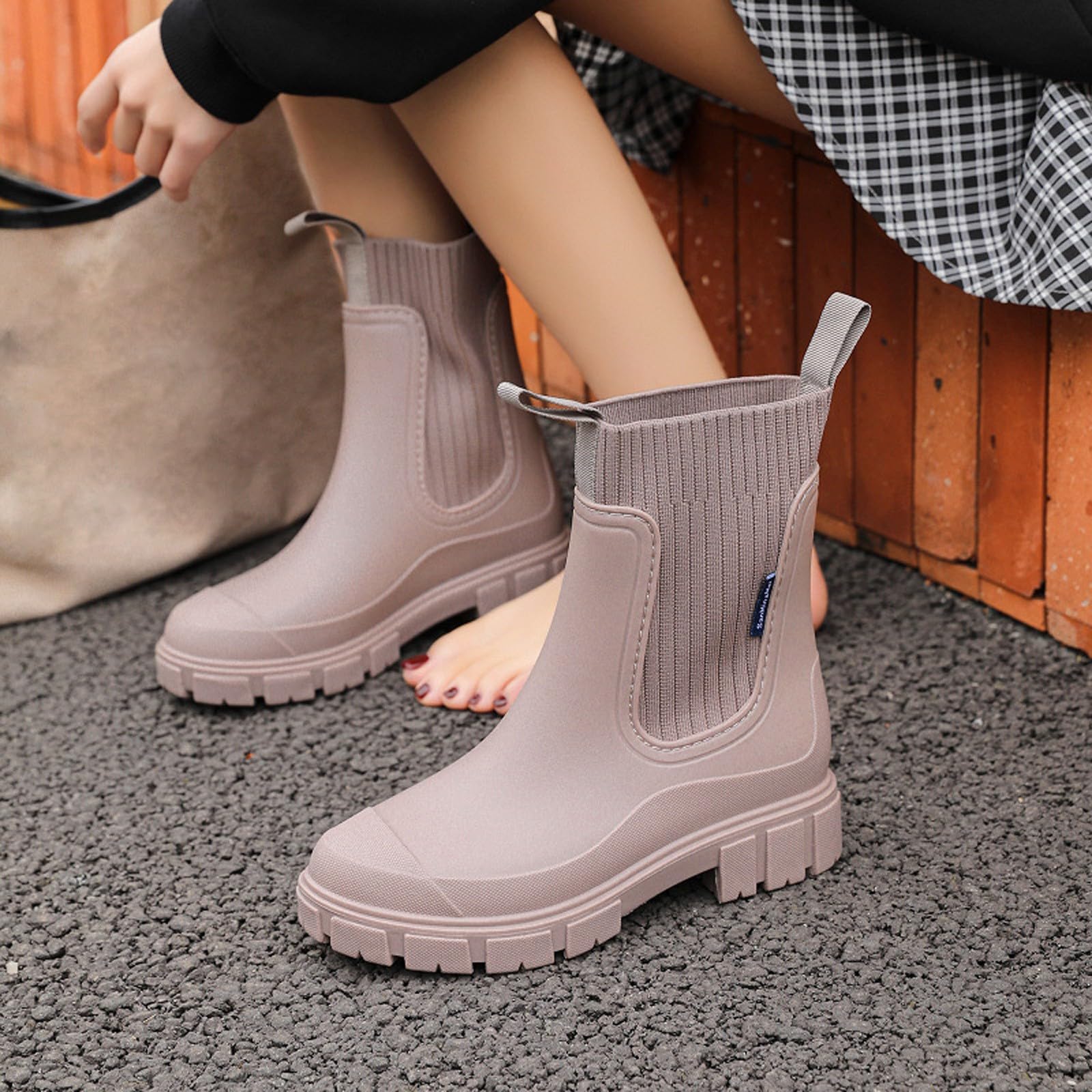 Botas de goma para mujer, botas de equitación, botas de media altura, botines para hombre, botas de equitación, botas de goma de media altura, botas de lluvia planas, impermeables, botas de