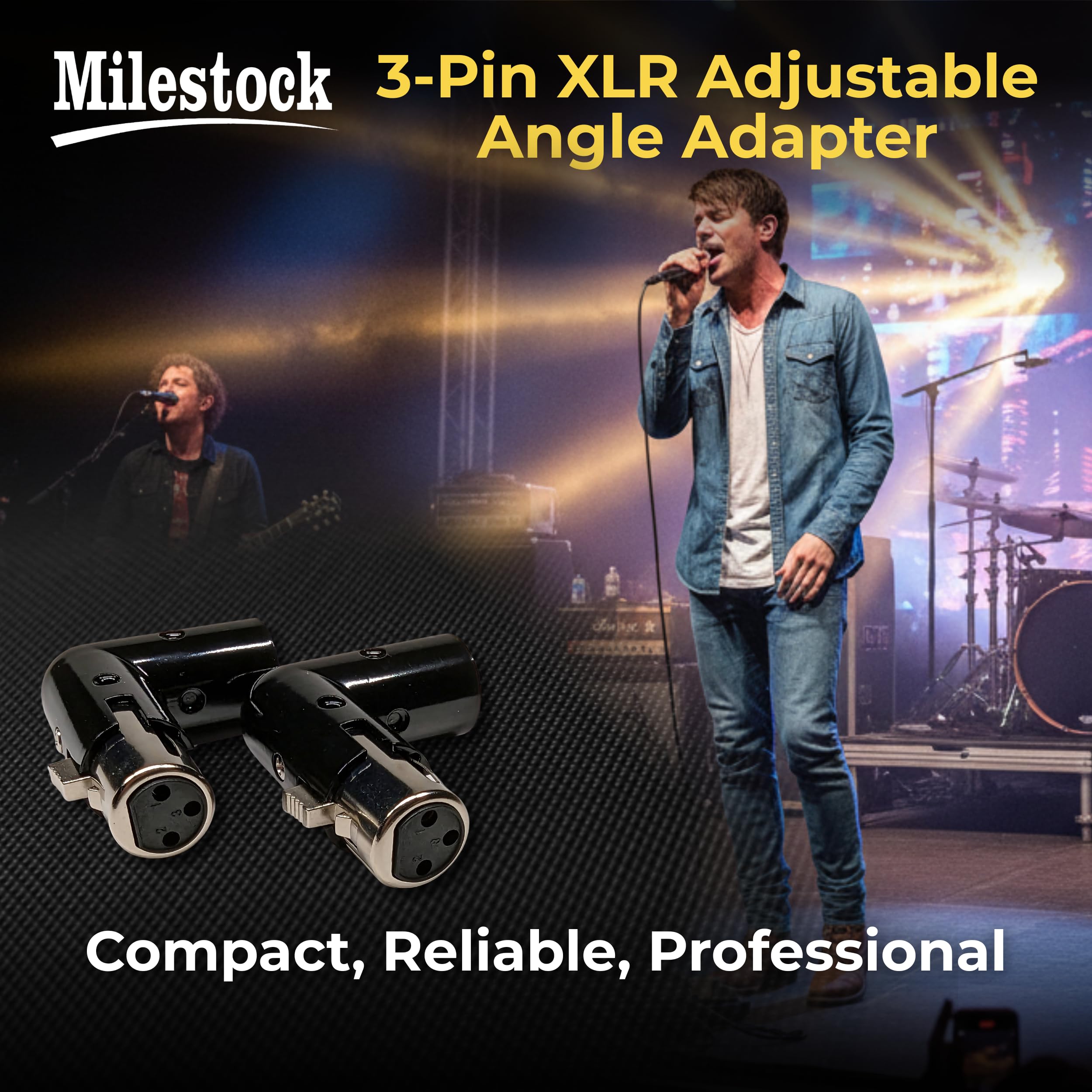 5 x 3-poliger XLR-Winkeladapter, verstellbarer Stecker auf Buchse, XLR 90 Grad, 4 verstellbare Winkelpositionen