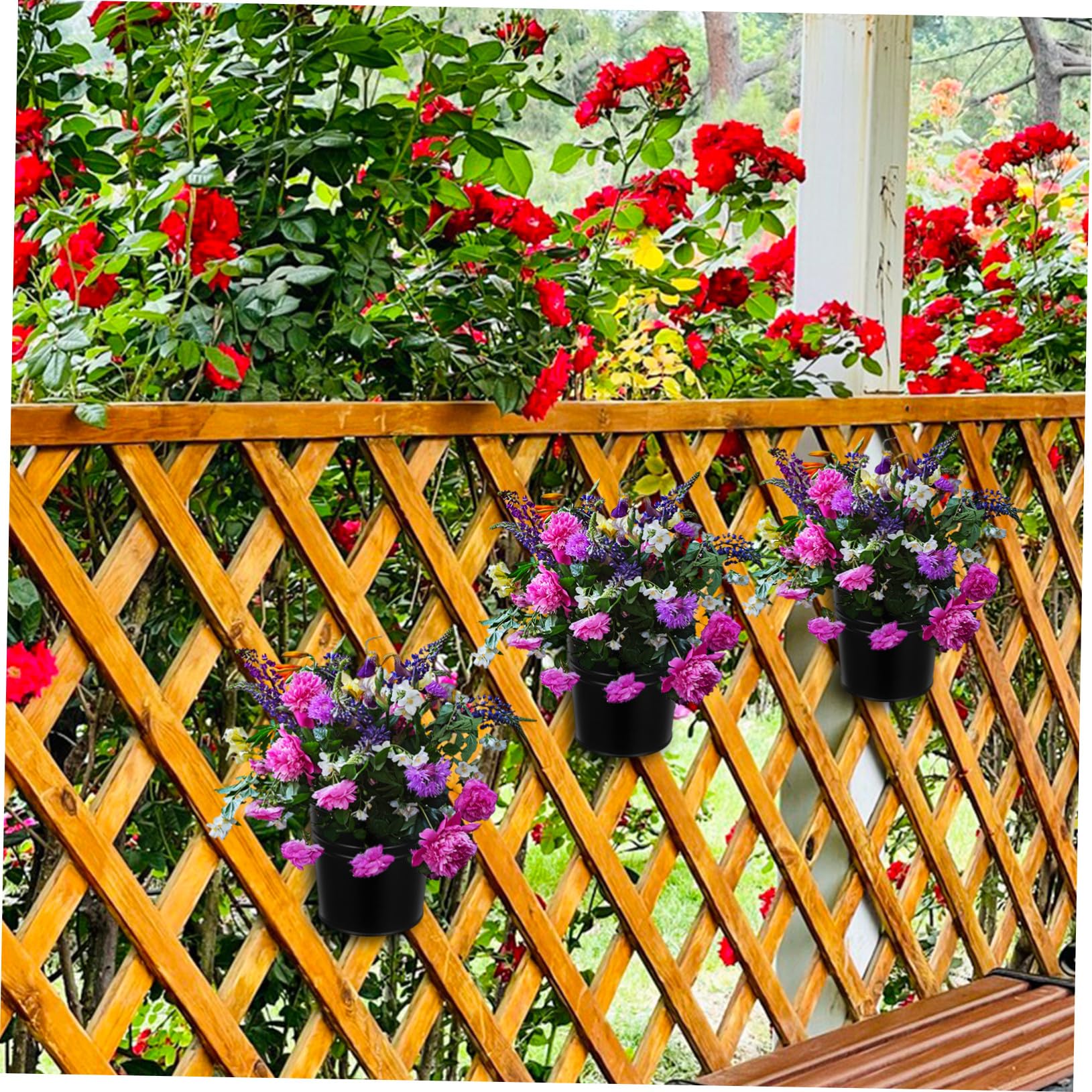 GALPADA Fioriere Sospese in Metallo per Piante da Interno ed Esterno, Set 6 Pezzi Nero Fori, Portavasi da Balcone e Patio per Decorazione Rustica e Multiuso