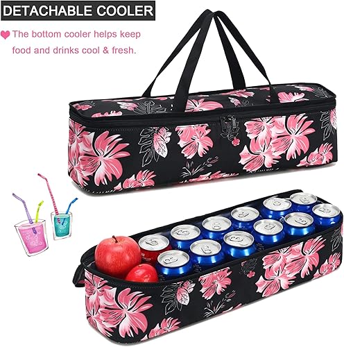 Miniatura 7 de Octsky Bolsas de playa con enfriador para mujer, impermeable, a prueba de arena, con cremallera, bolsa grande para piscina, 9 bolsillos