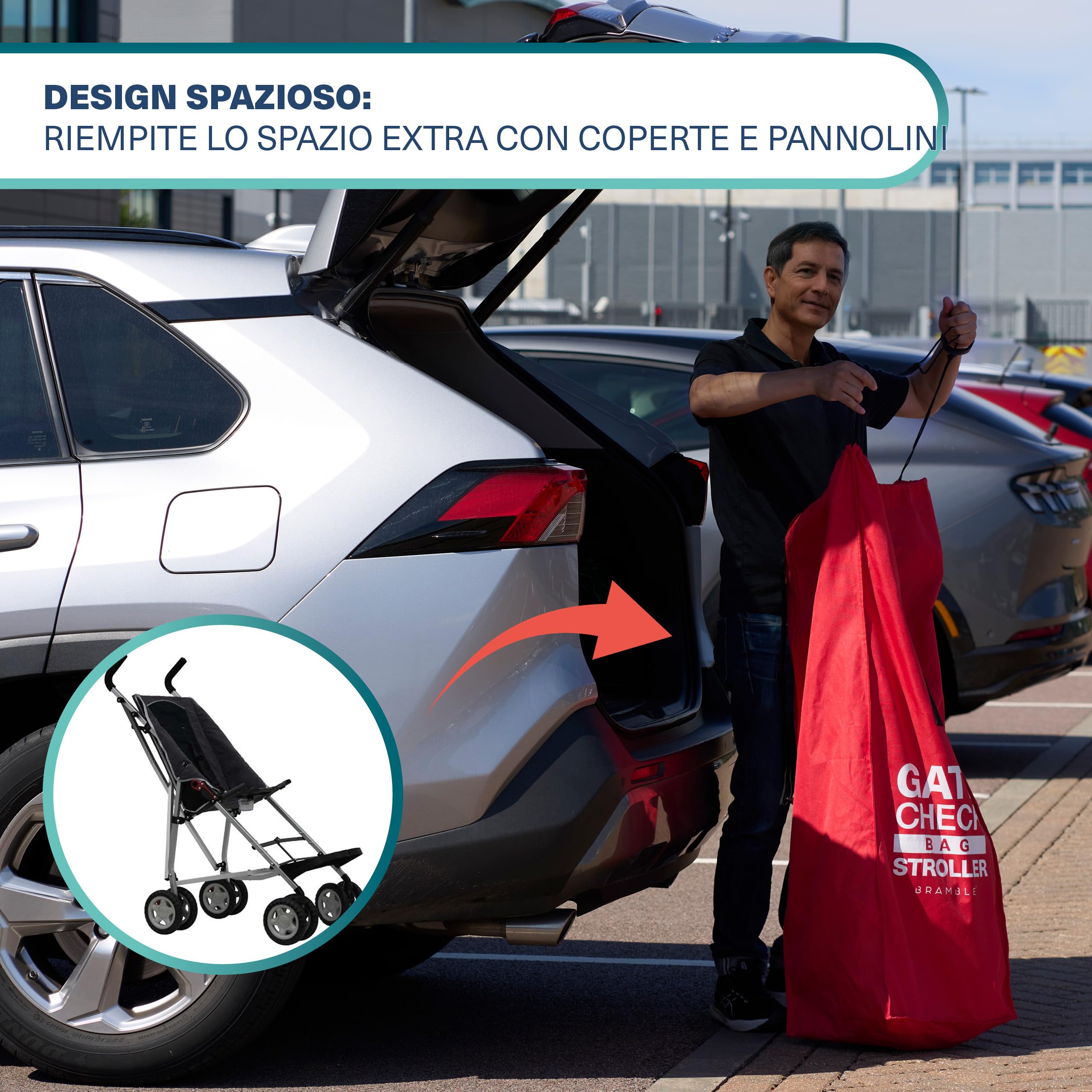 Bramble - Borsa Passeggino Viaggio per Aereo (Rosso, Misura Piccola) - Sacca Porta/Custodia 113 x 37 cm