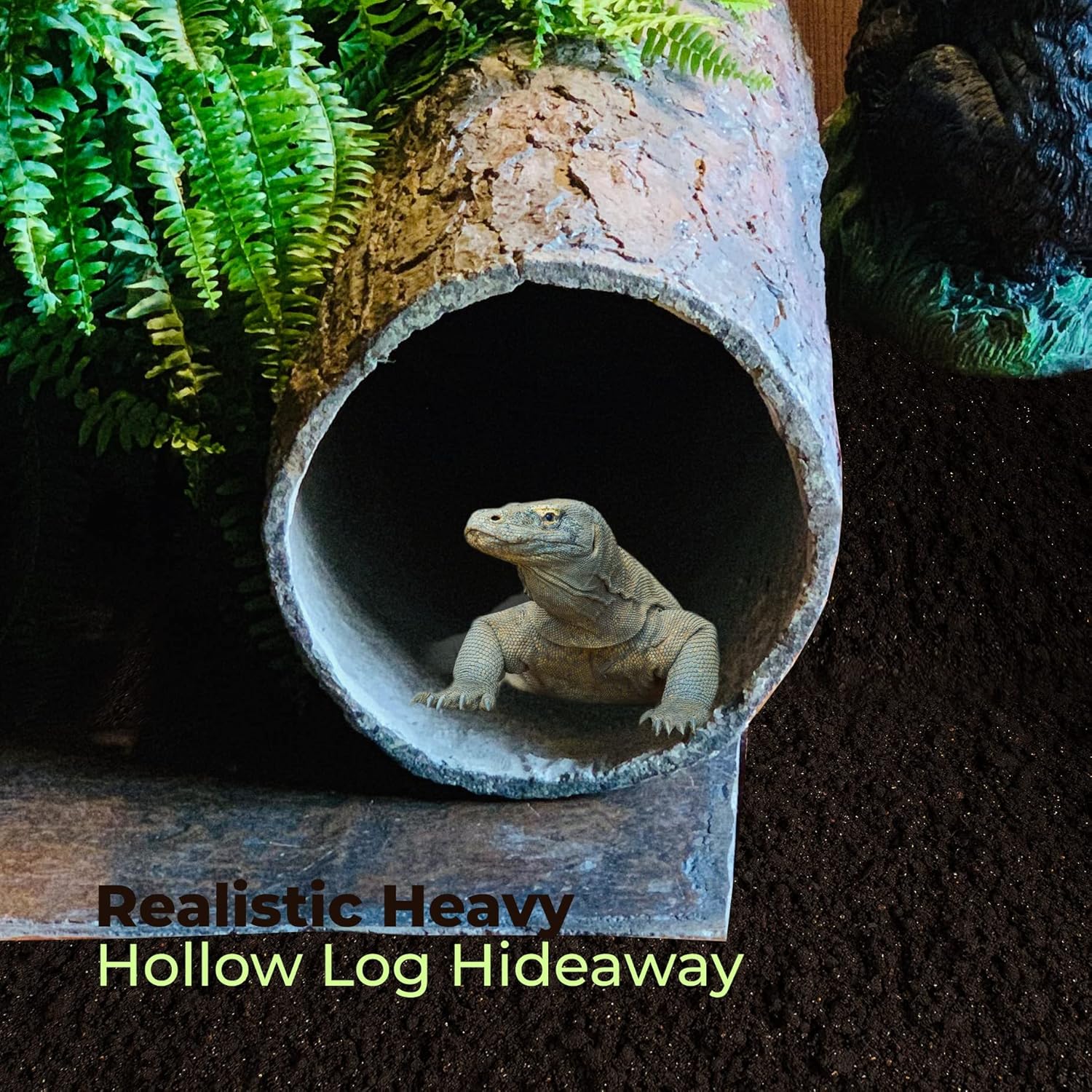 Hollow Log Hideaway Extra Large Realistic Tree Stump Hideout for Reptiles, Ponds and Wildlife.
