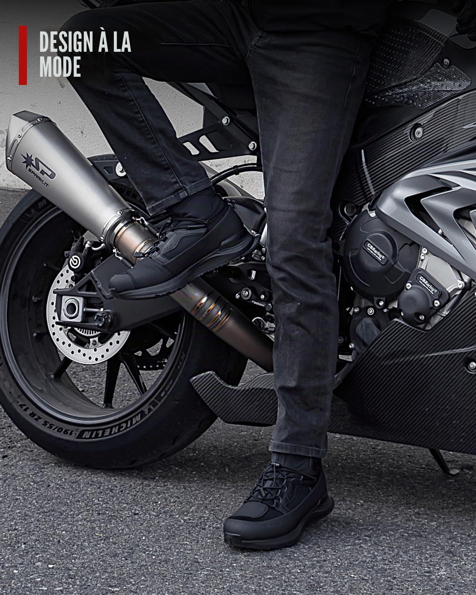 IRON JIA'S Chaussures Moto Homme été Bottes Motocross avec Fermeture éclair, Coussinet de Changement de Vitesse, Semelle Antidérapante