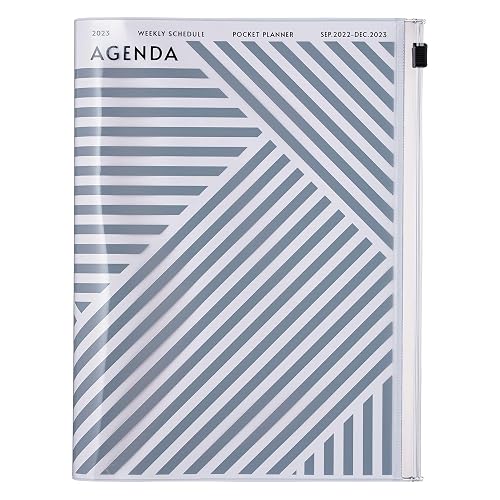 MARK'S 2022/2023 Taschenkalender A5 vertikal, Geometric Pattern, Gray: Von September 2022 bis Dezember 2023