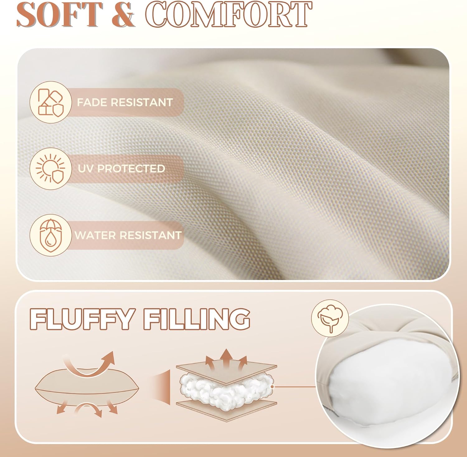 NICESOUL 2-Piece Outdoor Lounge Chair and Ottoman Set, Comfy Patio Lounge Chairs with Reclined Backs and Armrests, Heavy-Duty Reading Chairs with Cushions for Porch, Balcony, Backyard, Beige