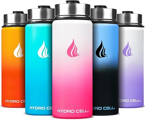 Miniatura 79 de HYDRO CELL Botella de agua aislada de acero inoxidable con pajilla, para bebidas frías y calientes, frasco de vacío de metal con tapa de rosca y