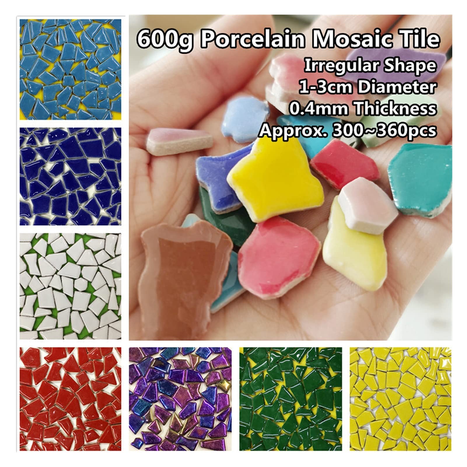Mosaico, Tessere Mosaico Piastrella a Mosaico in Porcellana 600g Diametro 1-3 cm Diametro 0,4 mm Spessore in Ceramica Mosaico Fai da Te Mestieri mosaici Che Fanno Piastrelle(600g Orange)