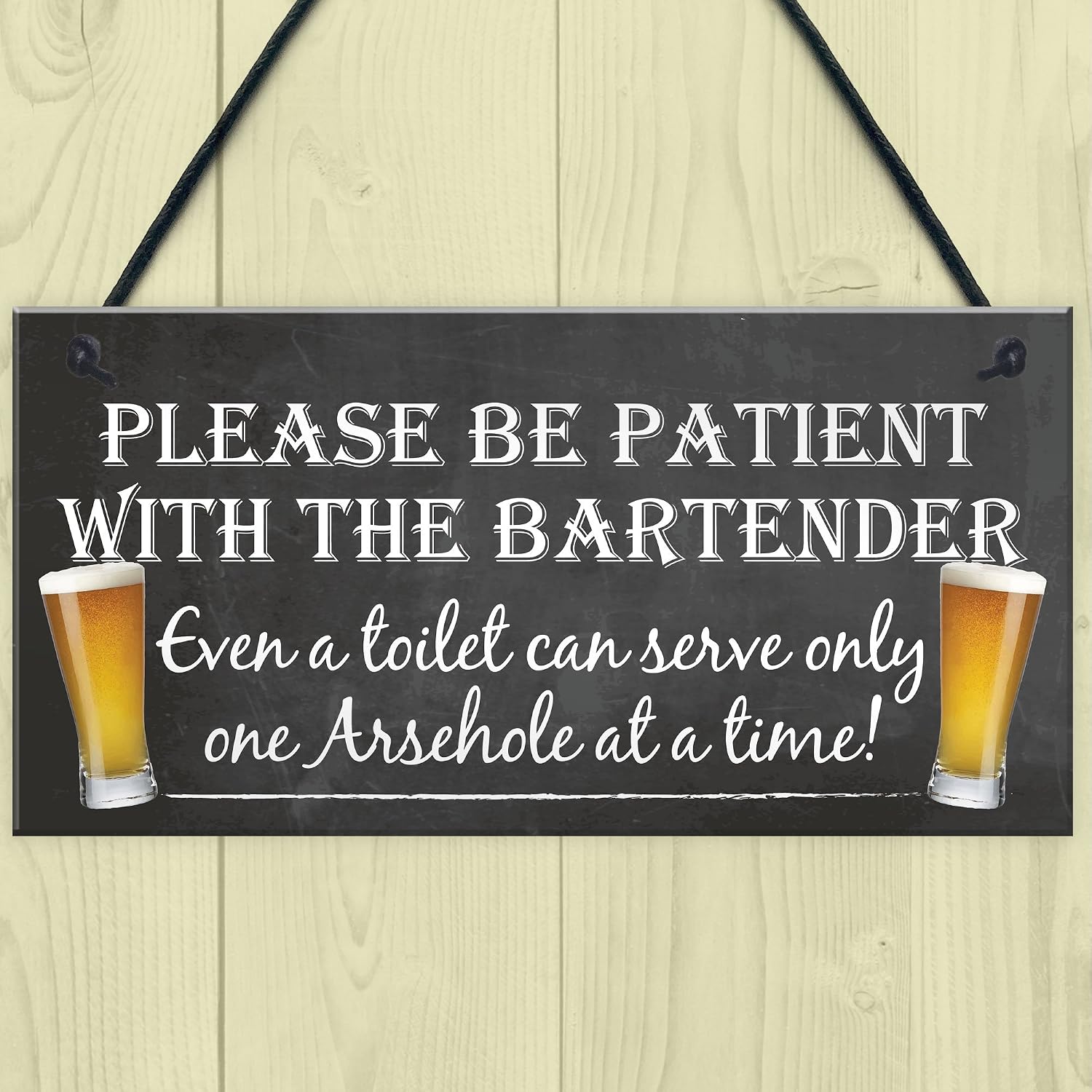 Red Ocean Patient Bartender Funny Pub Landlord Alcohol Gift Hanging Plaque Man Cave Sign, Black, 200x100mm - Image 3