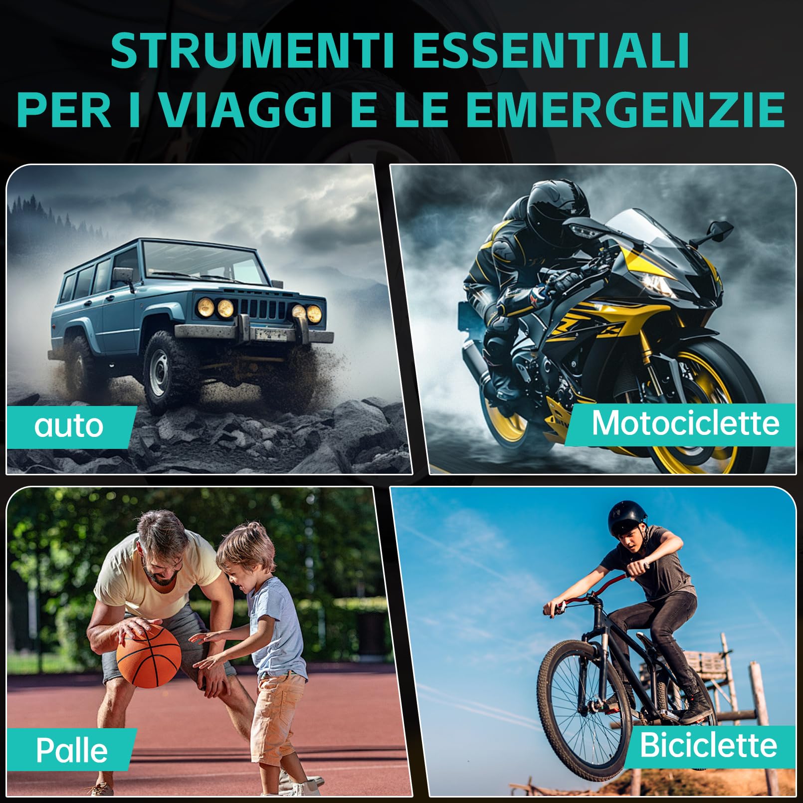 Mini compressore aria portatile Gonfiatore per pneumatici senza fili pompa digitale per pneumatici per auto elettrica DC 12V 150PSI di veicoli/bici/gonfiabili con preimpostato funzione