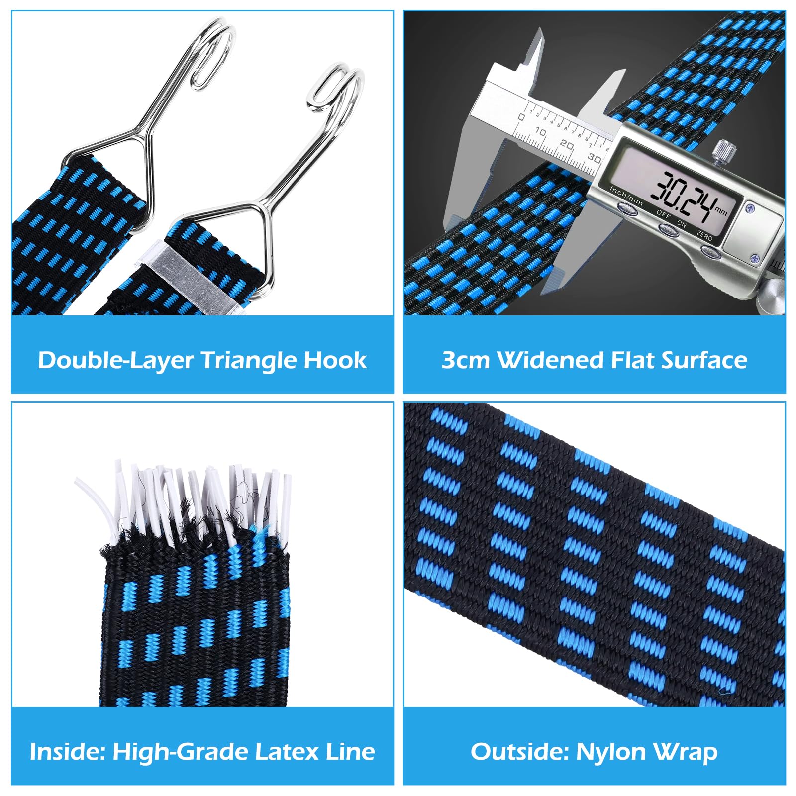 TAIXING 5 Pcs Bungee Cords with Hooks, 1M Adjustable Heavy Duty Flat Bungee Cord - Image 3