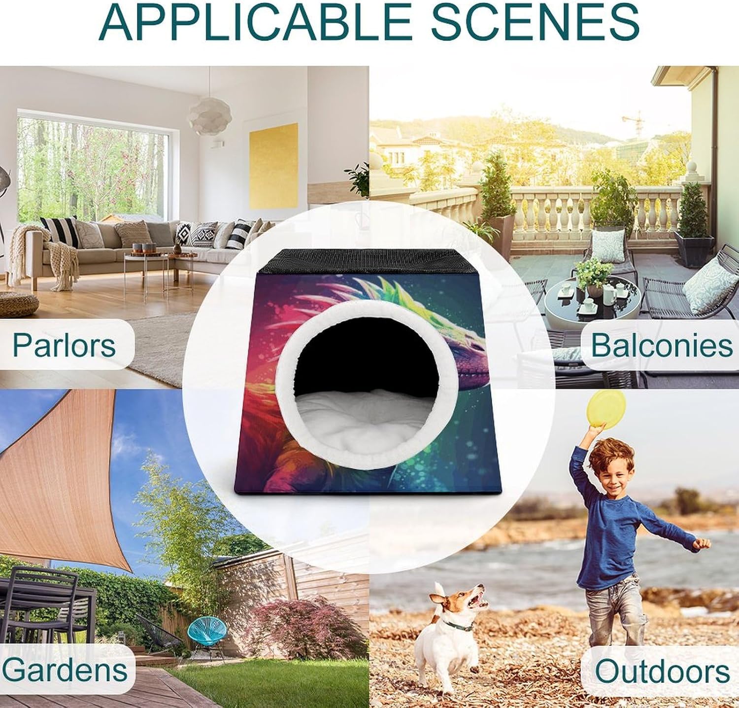 Pet Sleeping Nest Bed, Colorful Dinosaur Printed Dog House Cat Nest, Winter Pet House are Suitable for Most Cats, Dogs, and Other Small Pets