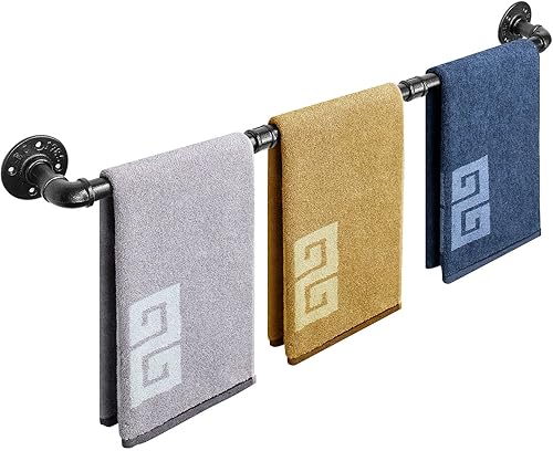 NearMoon Toallero industrial de tubería, accesorio de toallero de baño resistente, montaje en la pared, soporte para toallas de baño de hierro