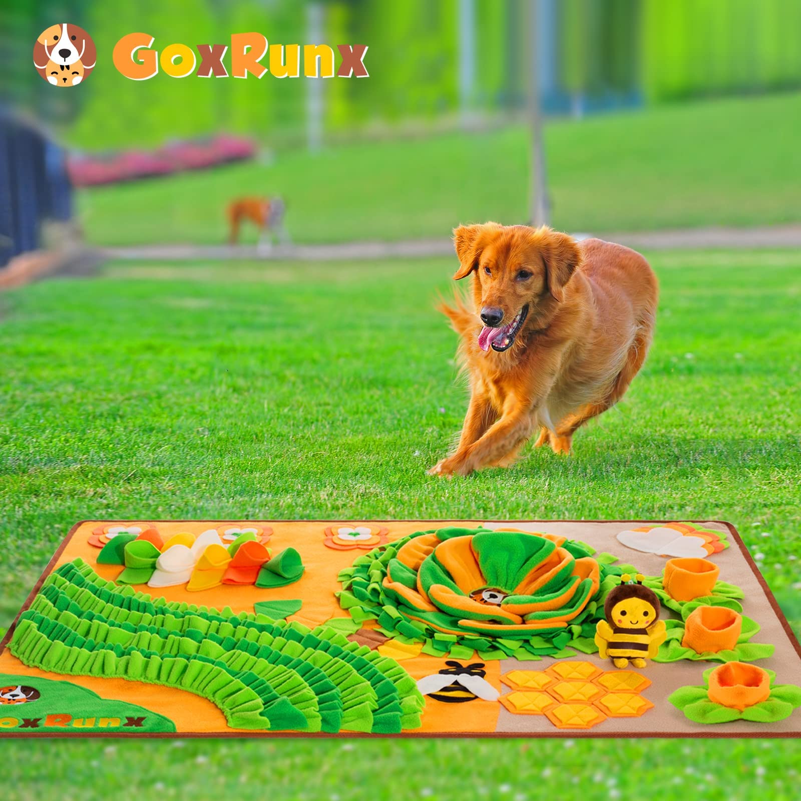 GoxRunx Schnüffelmatte für Hunde, 101.6x68.9 cm, extra große Hunde-Futtermatten, Haustier-Schnüffelmatte, interaktives Hunde-Puzzle-Spielzeug für Stressabbau, fördert das natürliche Futtersuche