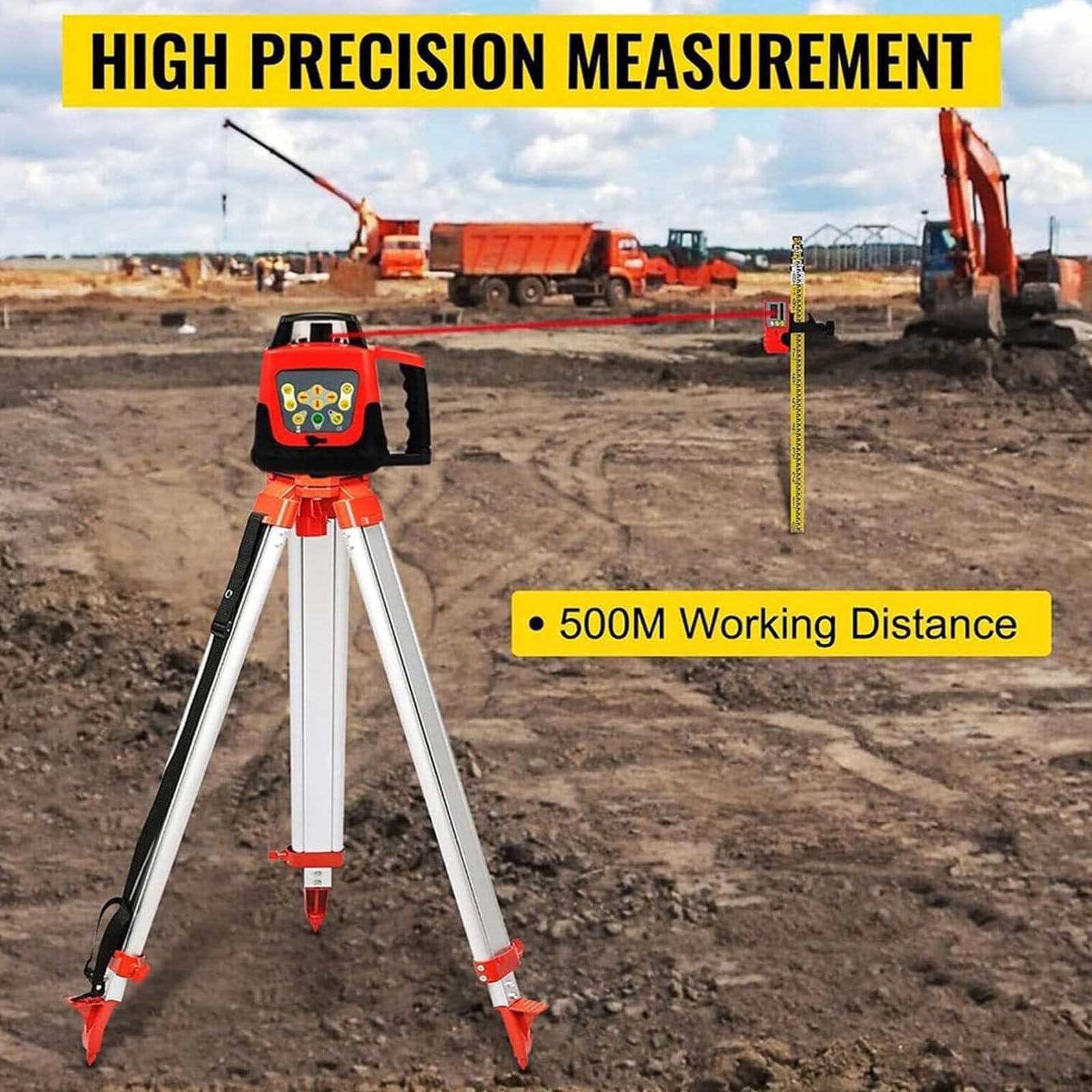 Nivel láser autonivelante Escaneo Giratorio 360° Vertical Horizontal 500 m para construcción Edificios Profesionales Albañilería Cercas Contratistas Cimientos,Red Beam