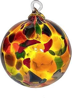 Hand Blown Glass Ornament - Suncatcher - Witches Ball - in â€œYellow Magic Mixâ€ Dehanna Jones