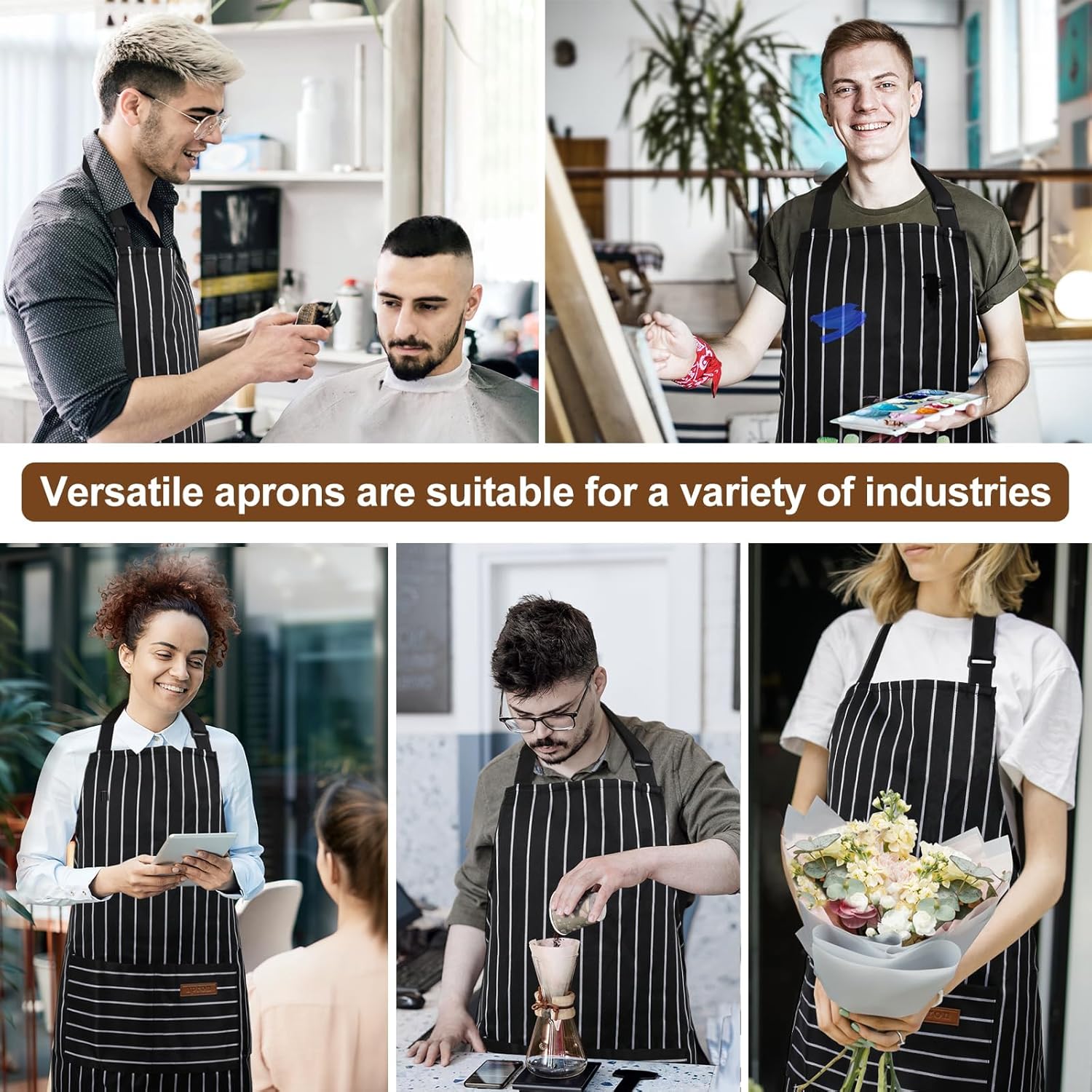 2-Pack Aprons for Women Men with Pockets, Adjustable Bib Kitchen Apron, Chef Aprons for Cooking Baking BBQ - Image 7