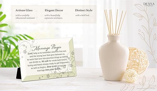 Miniatura 3 de DEXSA Placa de vidrio biselado con caballete de oración matrimonial  Fabricado en los Estados Unidos
