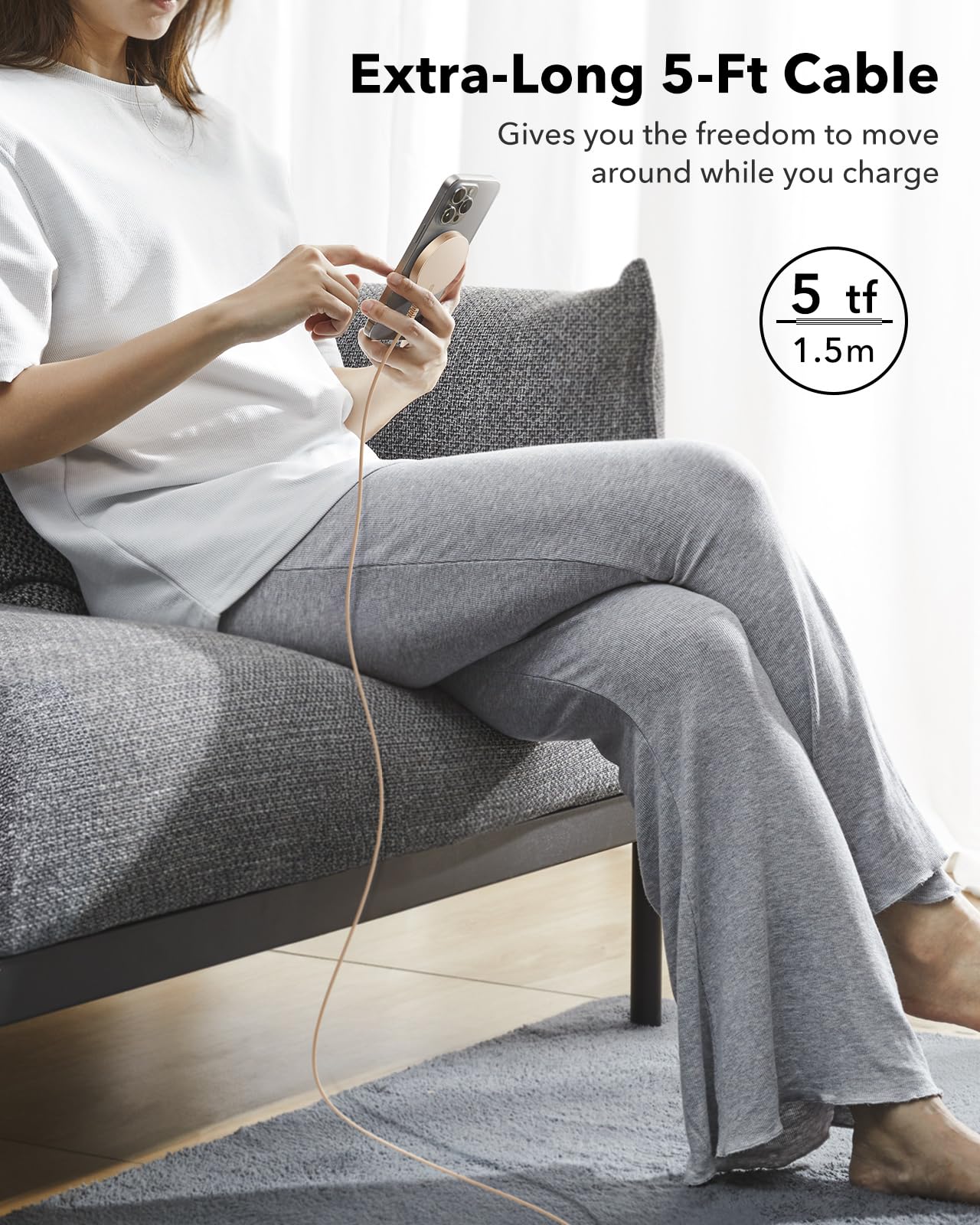 ESR HaloLock ładowarka Magsafe, magnetyczna bezprzewodowa ładowarka, bezprzewodowa ładowarka kompatybilna z iPhone 17/16/15/15 Pro/15 ro Max/14/13/12, trwałe połączenie magnetyczne, pustynny Tytan