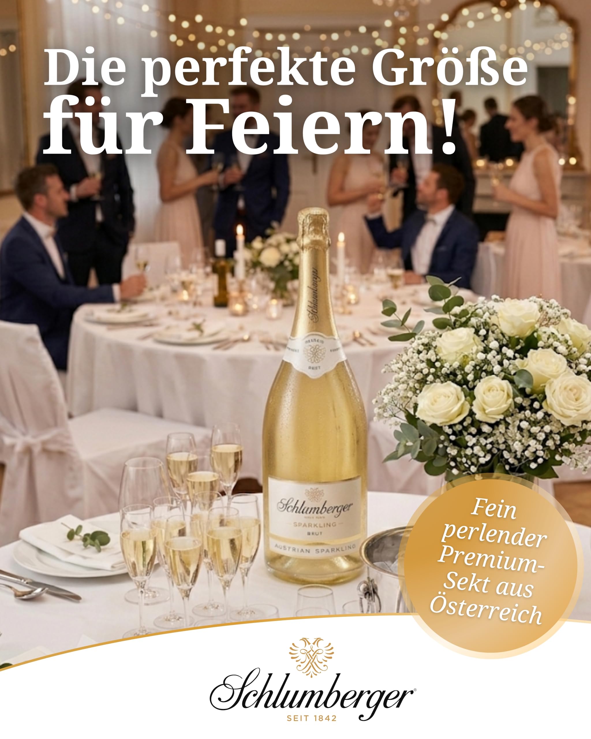 Schlumberger Sparkling Brut Klassik I Austrian Sparkling Sekt I 12% Vol. I 1,5 L I Méthode Traditionelle Flaschengärung I Feinperliger Brut Sekt als stilvoller Aperitif für besondere Anlässe
