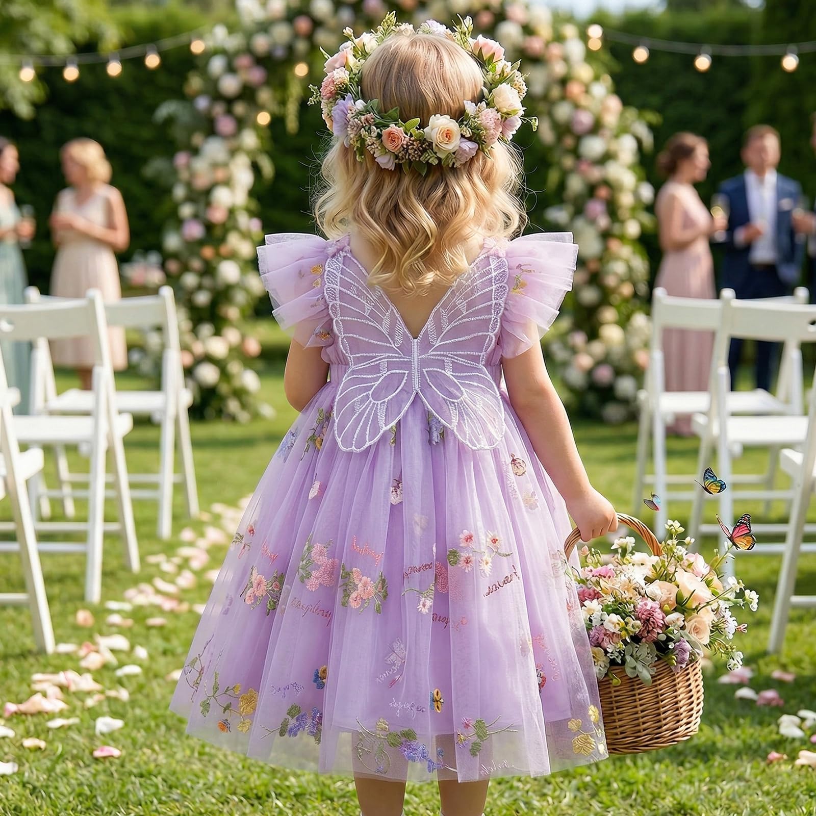 DivingBirds Baby Mädchen Kleid Kleinkind Schmetterling Tüll Kleid Ärmelloses Sommer Hochzeit Geburtstag Festliche Party Blumen Kleider für Mädchen 6 Monate-5 Jahre