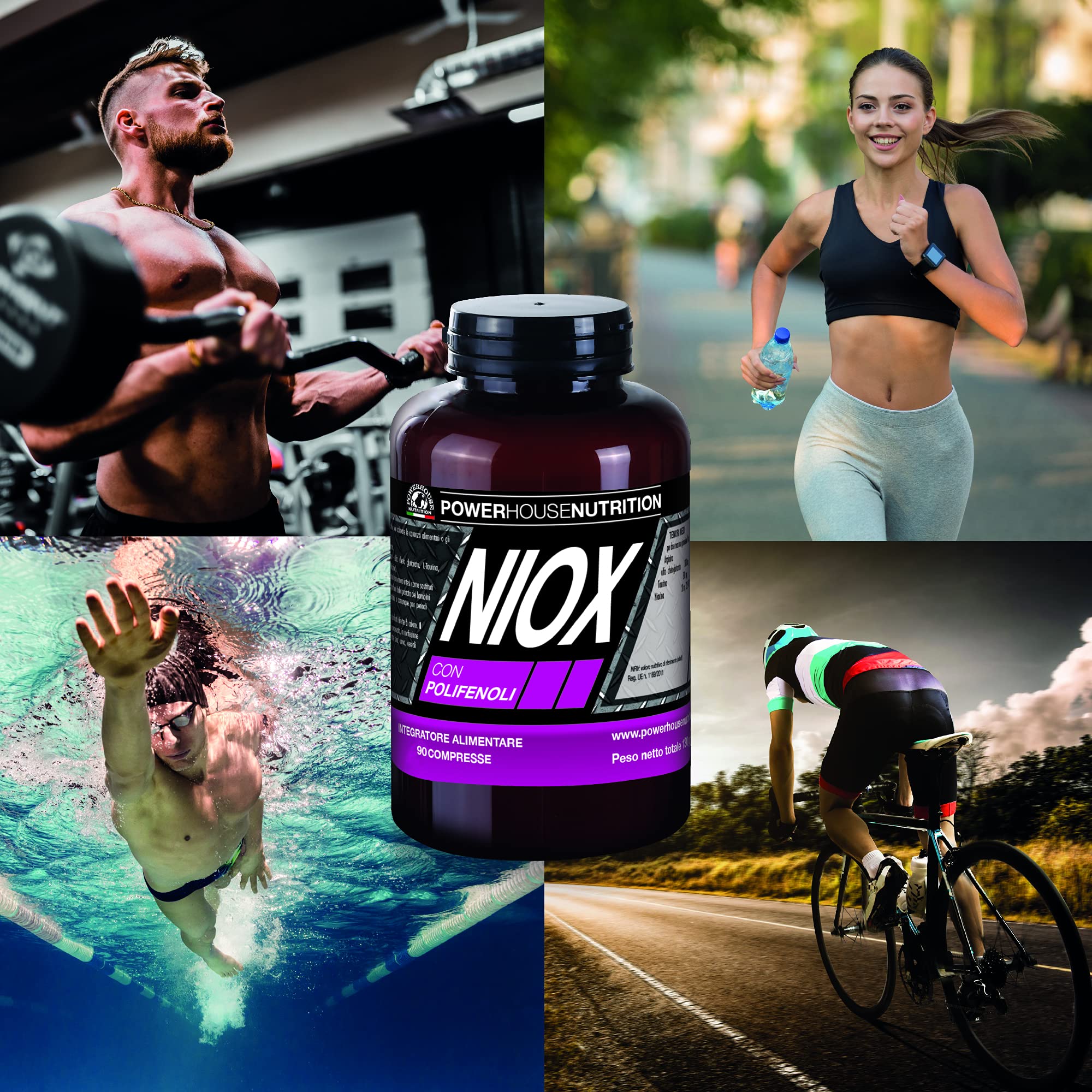 L-arginina - Ossido Nitrico, NIOX con Polifenoli Powerhouse Nutrition, Intregratore Acetil Cisteina, Tè verde e Taurina, Favorisce Vascolarizzazione, Definizone, Energia, Made in Italy, 90 Compresse