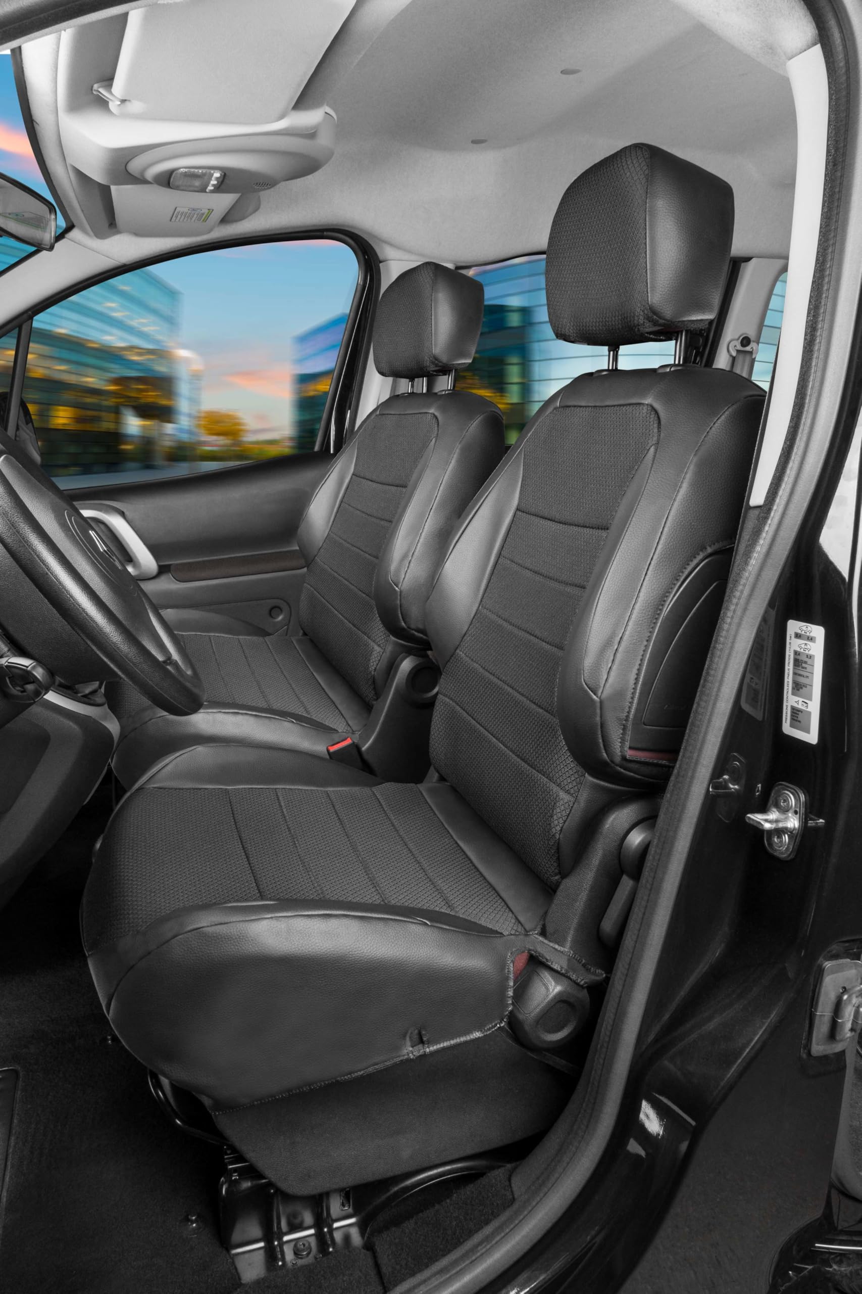 Walser Premium Transporter Sitzbezüge Auto für Peugeot Boxer 2006-Heute, 2 Einzelsitzbezüge vorne, Auto Sitzbezüge, Sitzschoner Auto, Auto Sitzauflagen Set für Van