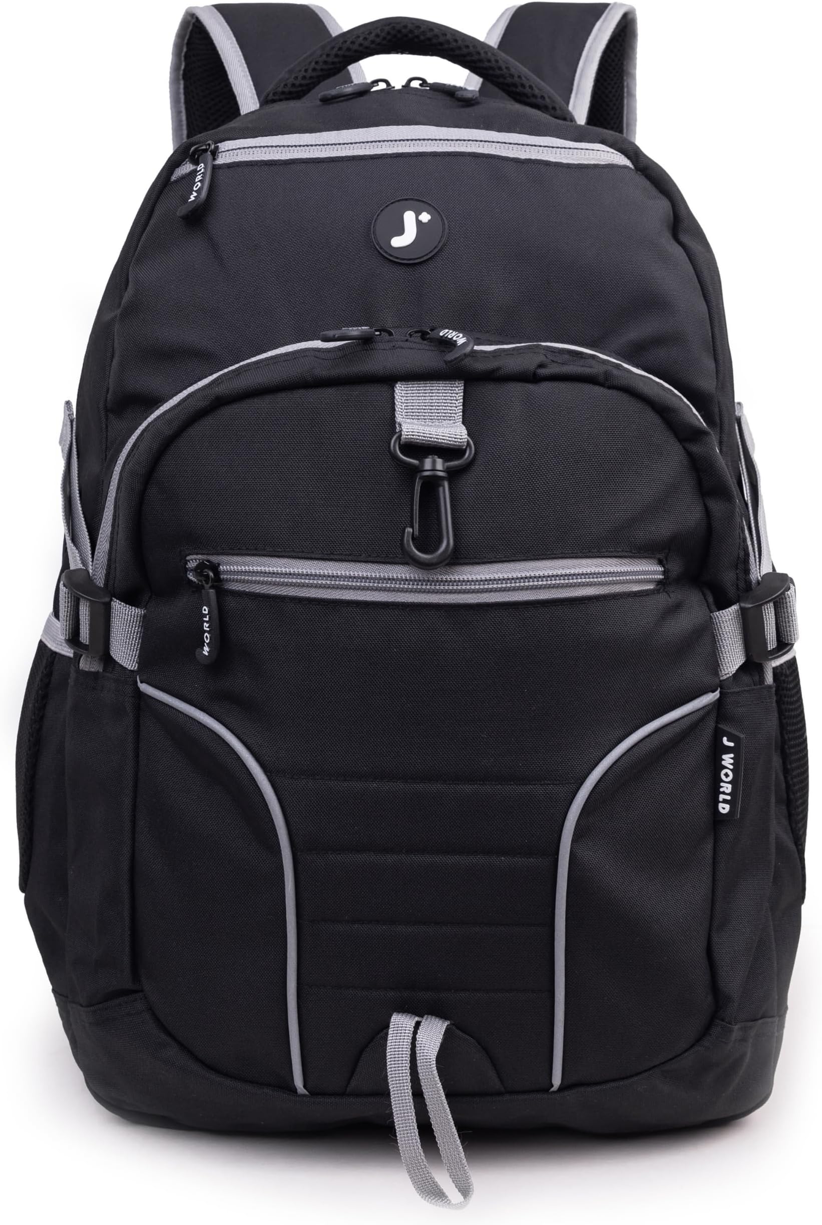 Atom Laptop Backpack – Ergonomic Backpack for School with Air Mesh Padded Shoulder Straps – 600D Polyester Work Backpack for Men and Women – Stylish Design (BLACK)