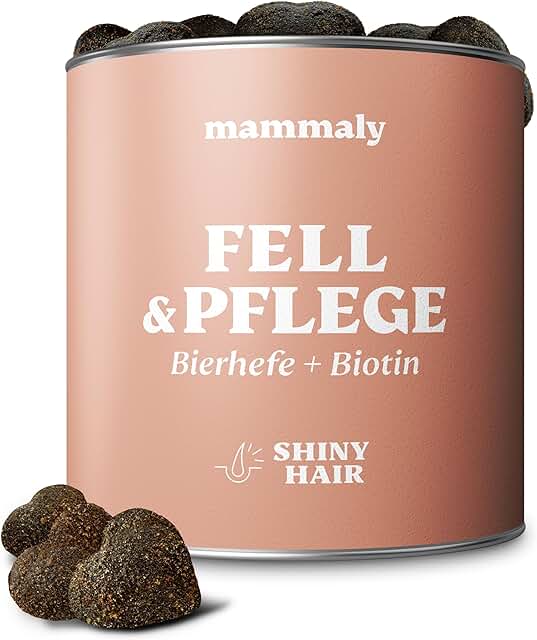 Fellpflege Leckerlis Hund mit Bierhefe & Biotin 325g – Shiny Hair von mammaly Snacks gegen Haarausfall & Juckreiz Hunde mit Probiotika – Vitamin Komplex (C, E, D3, Beta-Carotin, Zink) product image