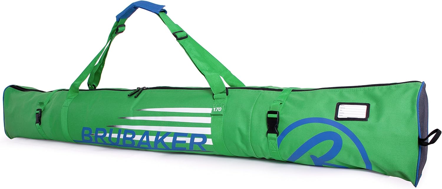 BRUBAKER Ski Bag Carver Champion - Limited Edition - for 1 Pair of Ski and Poles, Padded, Resistant