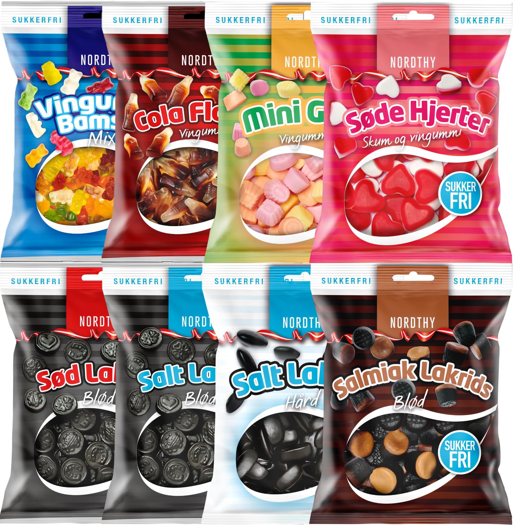 Nordthy Zuckerfreier Lakritz & Gummi Mix – 570g – Dänisches Fruchtgummi & Lakritz ohne Zucker – Low Calorie Gummibärchen, Salzlakritz & Salmiak