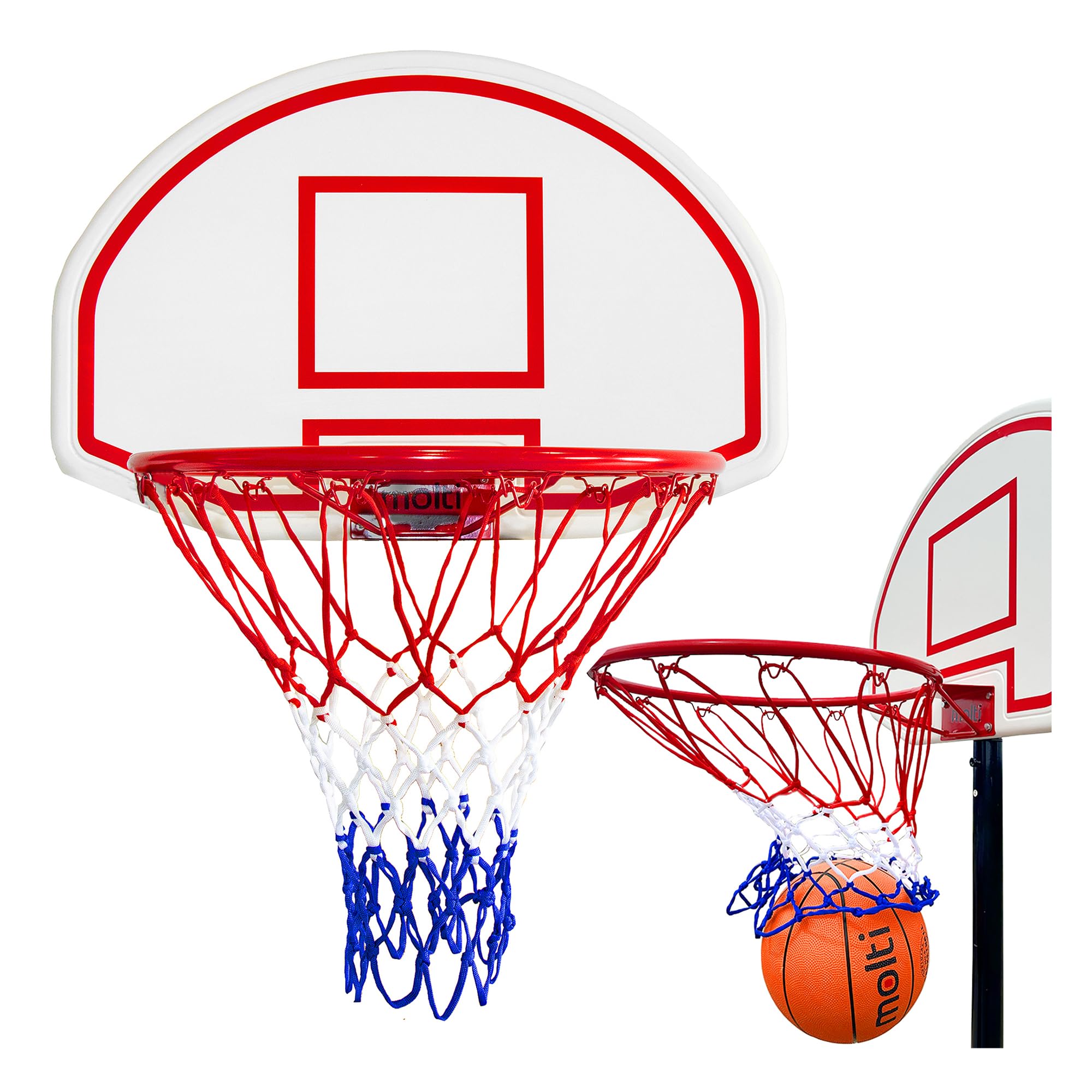 MOLTI Juego de canasta de baloncesto, canasta de baloncesto para interior y exterior con tabla, incluye material de fijación para montaje en pared, tabla de baloncesto y cesta para adultos/jóvenes y