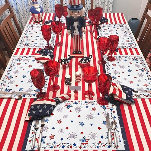 Vista 59 de Juego de 6 manteles individuales rojos para el día de San Valentín, diseño de corazón de San Valentín, resistentes al calor, lavables, manteles