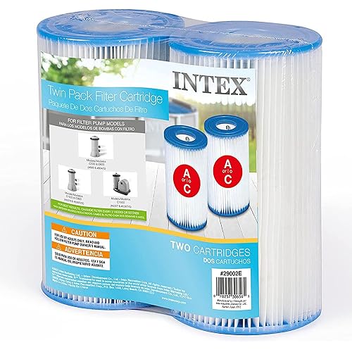 INTEX 29002E Type A Pool Filter Cartridge: for INTEX Filter Pumps – Easy-to-Clean – Dacron Paper – Efficient Filtration – Two Pack