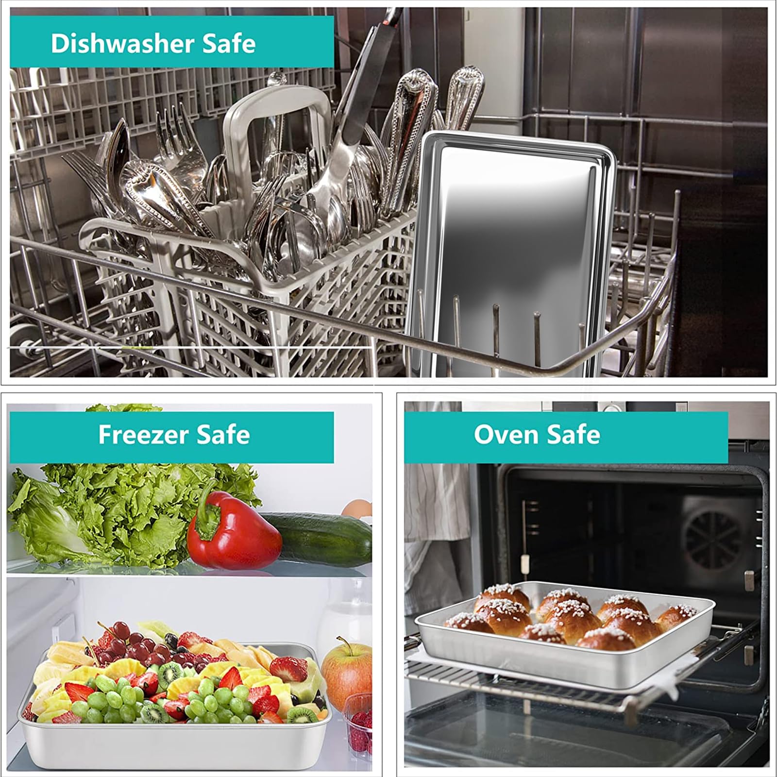 Stainless Steel Air Fryer Basket & Baking Tray Set For Cuisinart TOA-060 & TOA-065 - 2-Piece Replacement